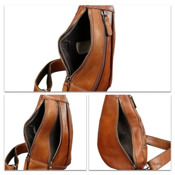 Genuine Leather Sling Backpack Crossbody Bag for Travel Hiking main image 7